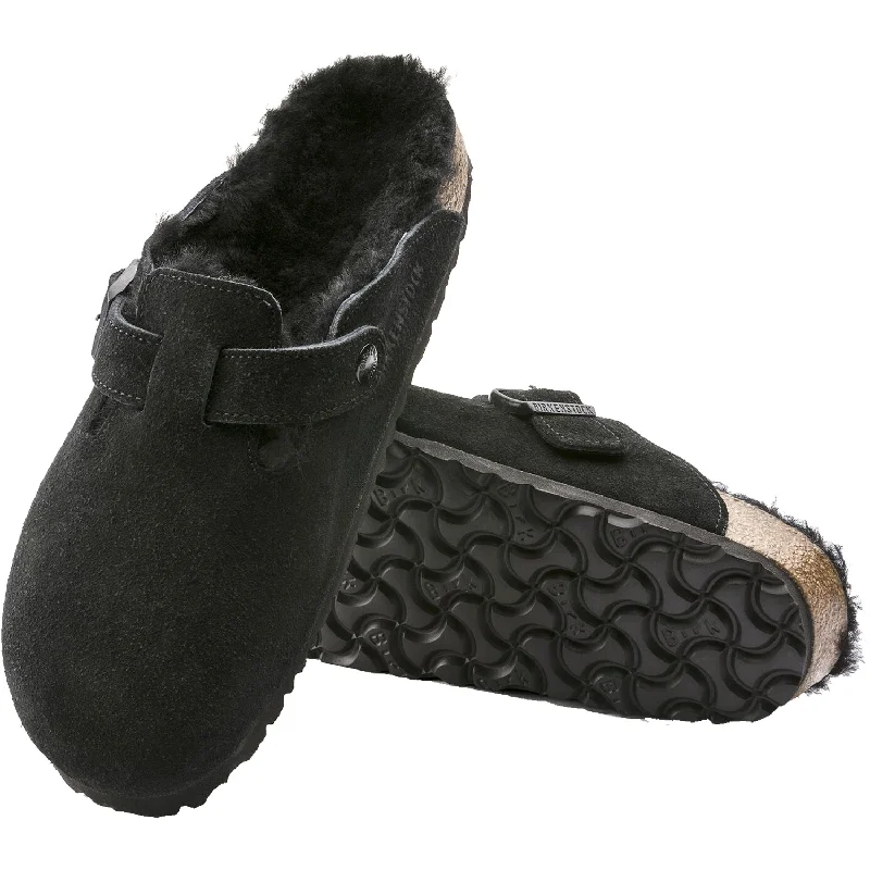 Unisex Birkenstock Boston Shearling Black Suede