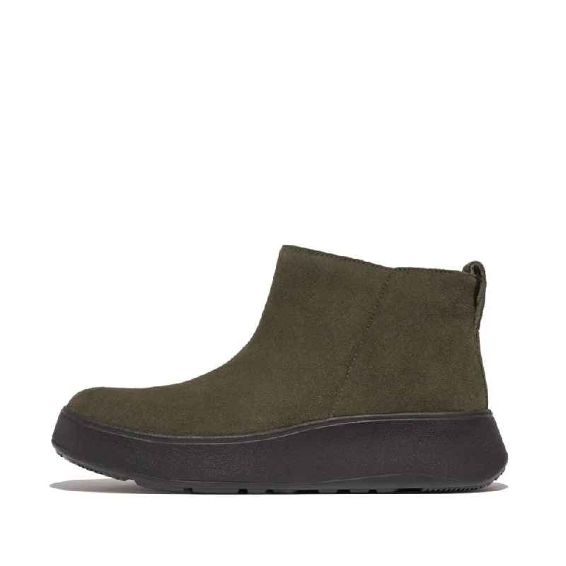 Fitflop Gm3-B77 F-Mode Ladies Deep Olive Suede Side Zip Ankle Boots