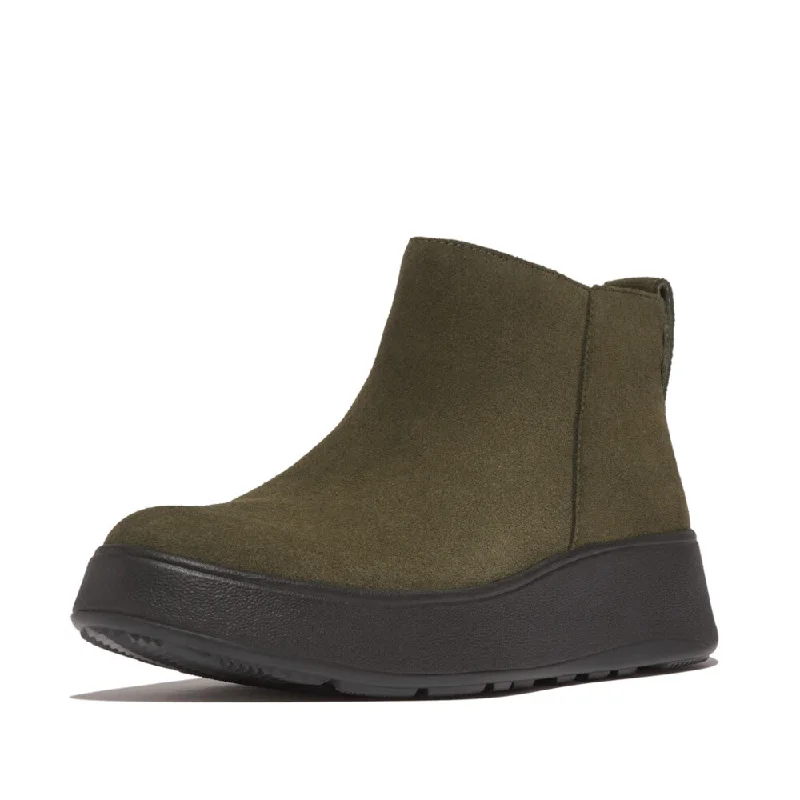 Fitflop Gm3-B77 F-Mode Ladies Deep Olive Suede Side Zip Ankle Boots