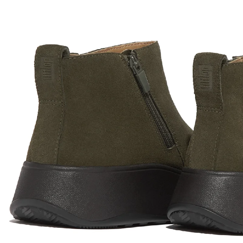 Fitflop Gm3-B77 F-Mode Ladies Deep Olive Suede Side Zip Ankle Boots