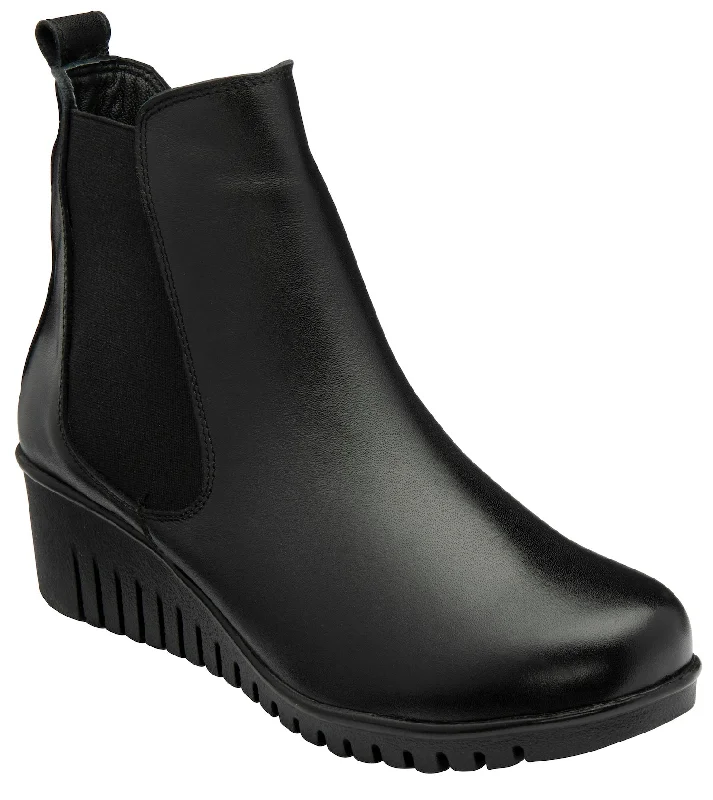 Lotus Dresden Ladies Black Leather Side Zip Ankle Boots