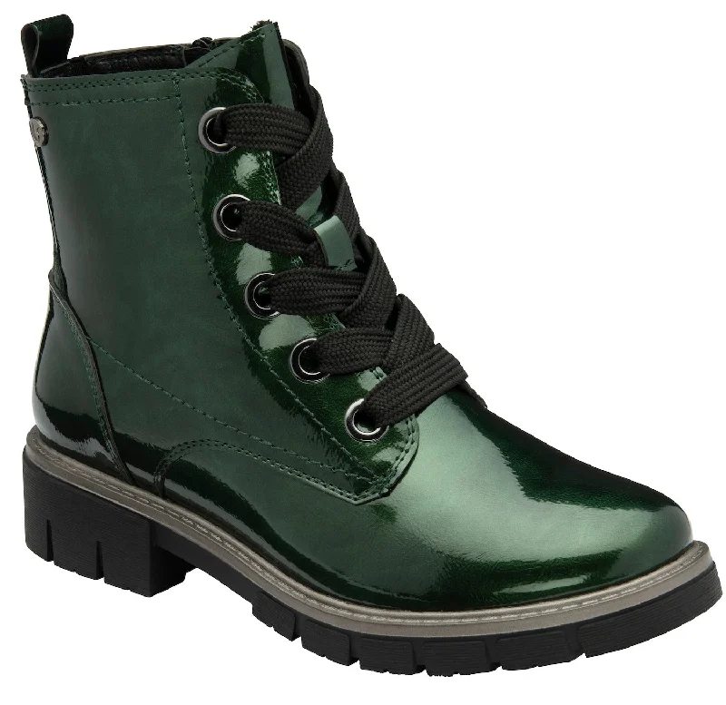 Lotus JoJo Ladies Green Patent Zip & Lace Ankle Boots