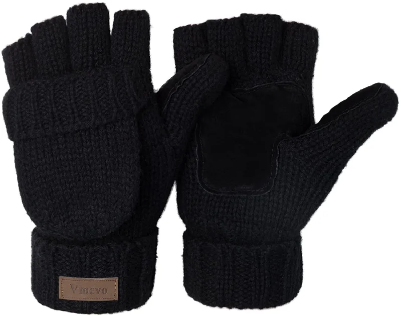 Winter Knitted Convertible Fingerless Gloves Wool Mittens Warm Mitten Glove for Women and Men