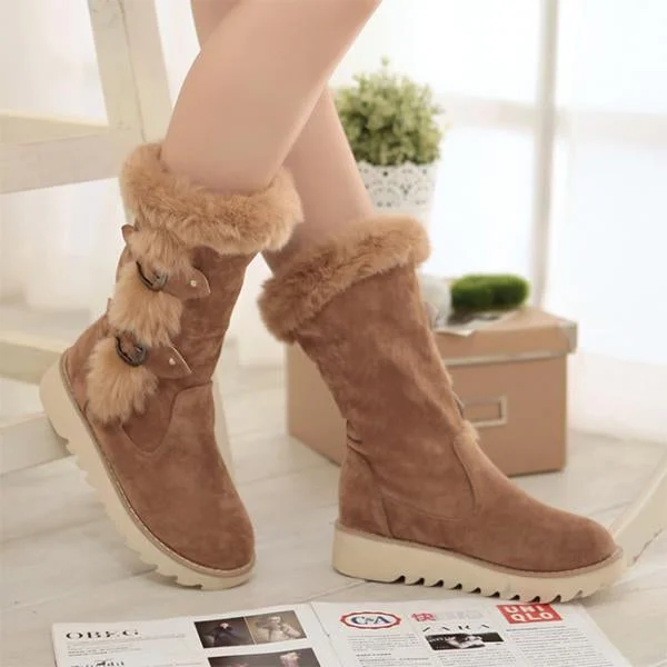 Women's Casual Thick Soled Furry Gear Sole Warm Cotton Boots 44263266S