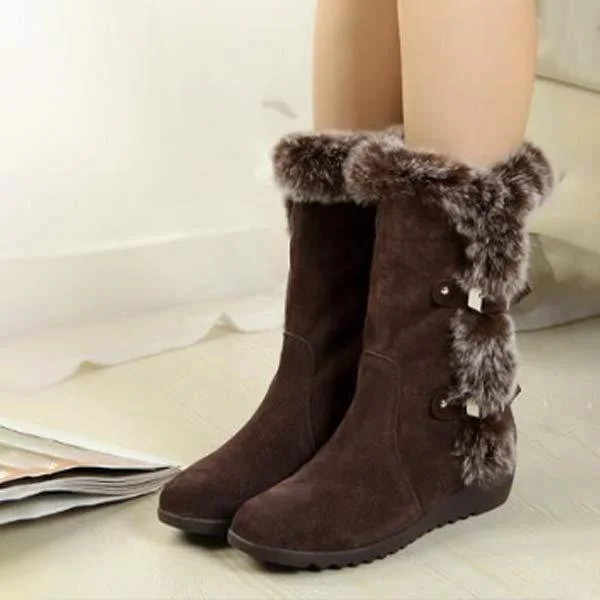 Women'S Platform Faux Rabbit Fur Snow Boots 00121906C