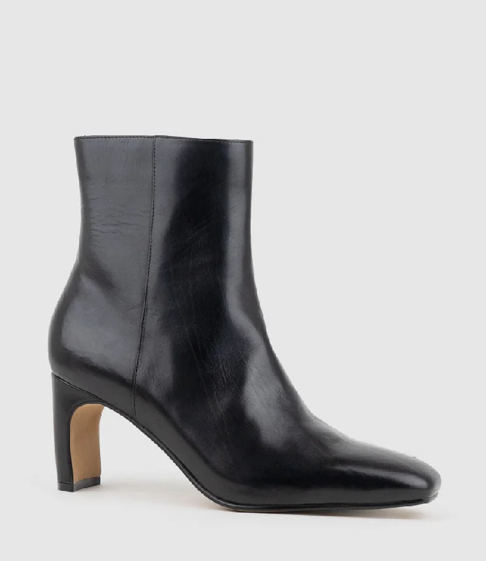 ZUNO70 Square Toe Ankle Boot in Black Calf