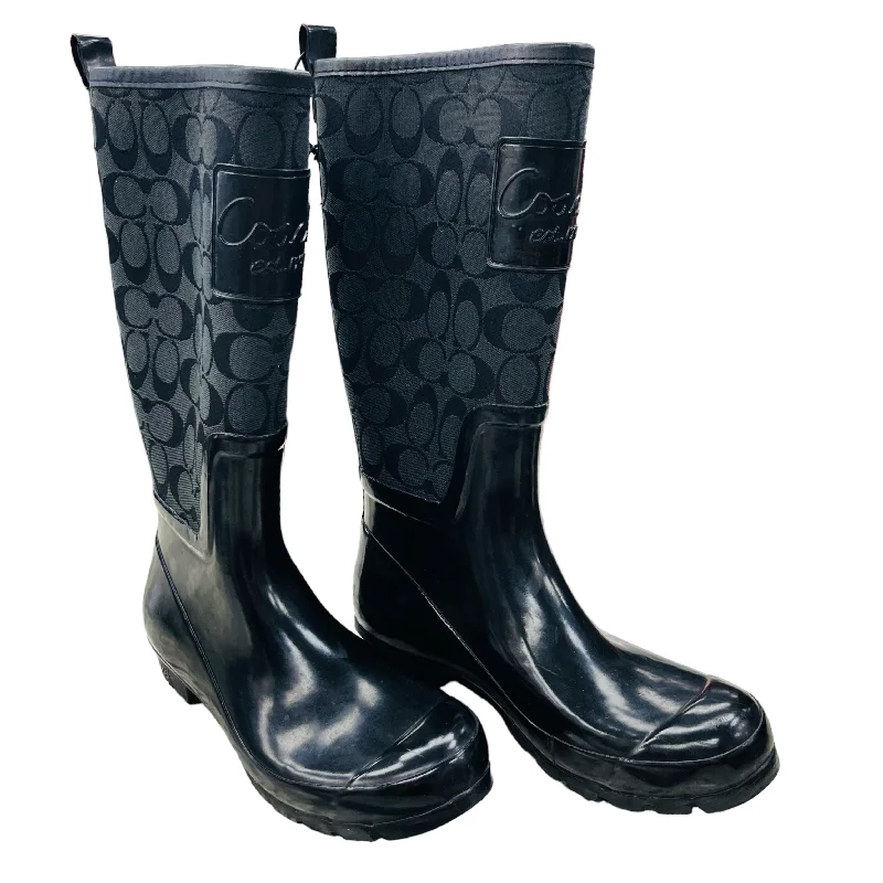 Black Boots Rain Coach, Size 6