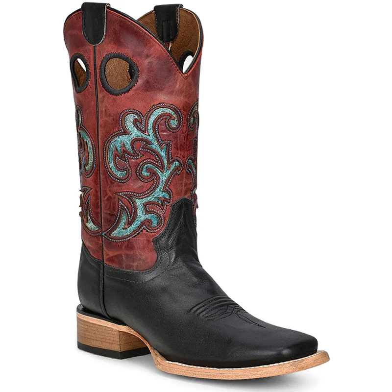 Corral Women's Black and Red Inlaid Boot