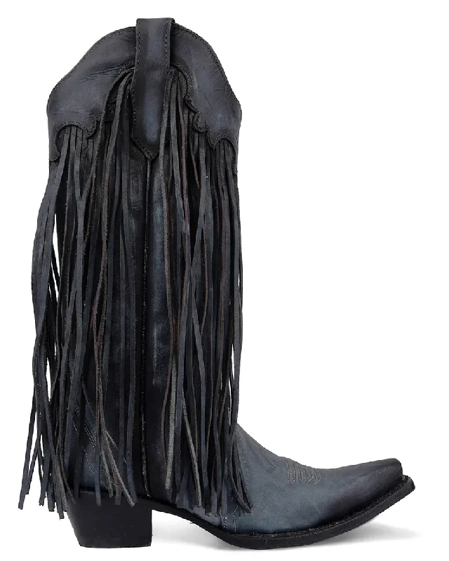 Women's Solid Fringe Western Boots