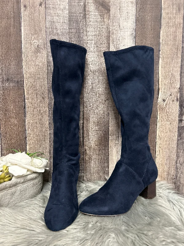 Navy Boots Mid-calf Heels Boden, Size 9