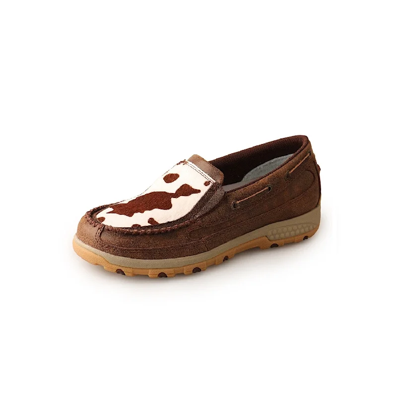 Twisted X Women's Cow Cellstretch Slip On - Brown/Brown Fur