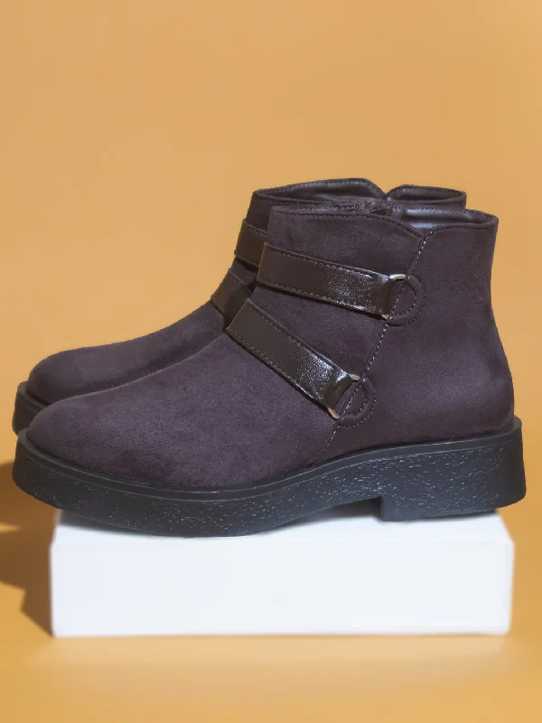 Women Brown Heeled Mid-Top Regular Boots