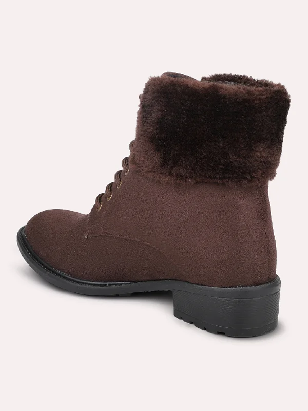 Women Brown Mid Top Heel Regular Boots