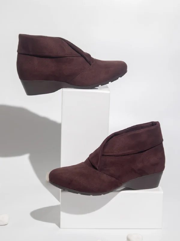 Women Brown Wedge Heel Regular Boots