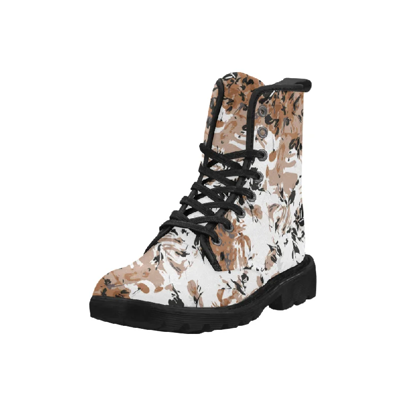 Women's Spring Floral Print Canvas Boots