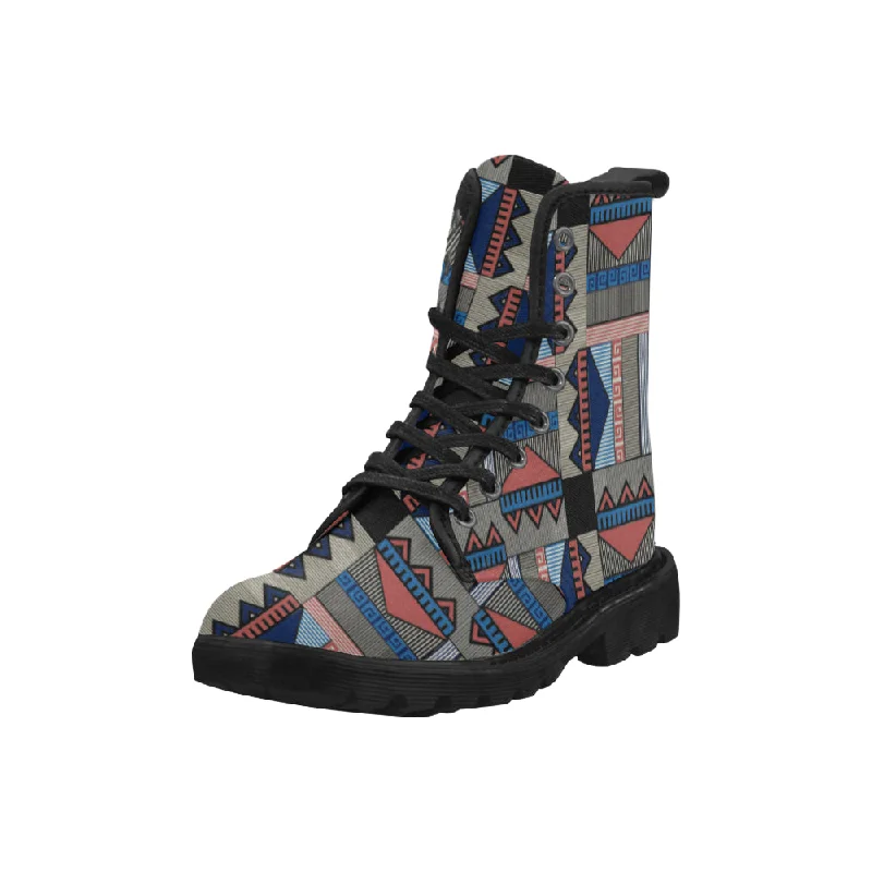 Women's Tribal Geometrical Print Canvas Boots