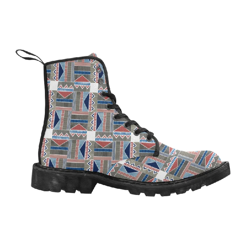 Women's Tribal Geometrical Print Canvas Boots