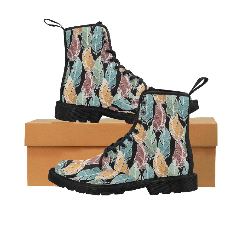 Women's Breezy Feathers Tribal Print Canvas Boots