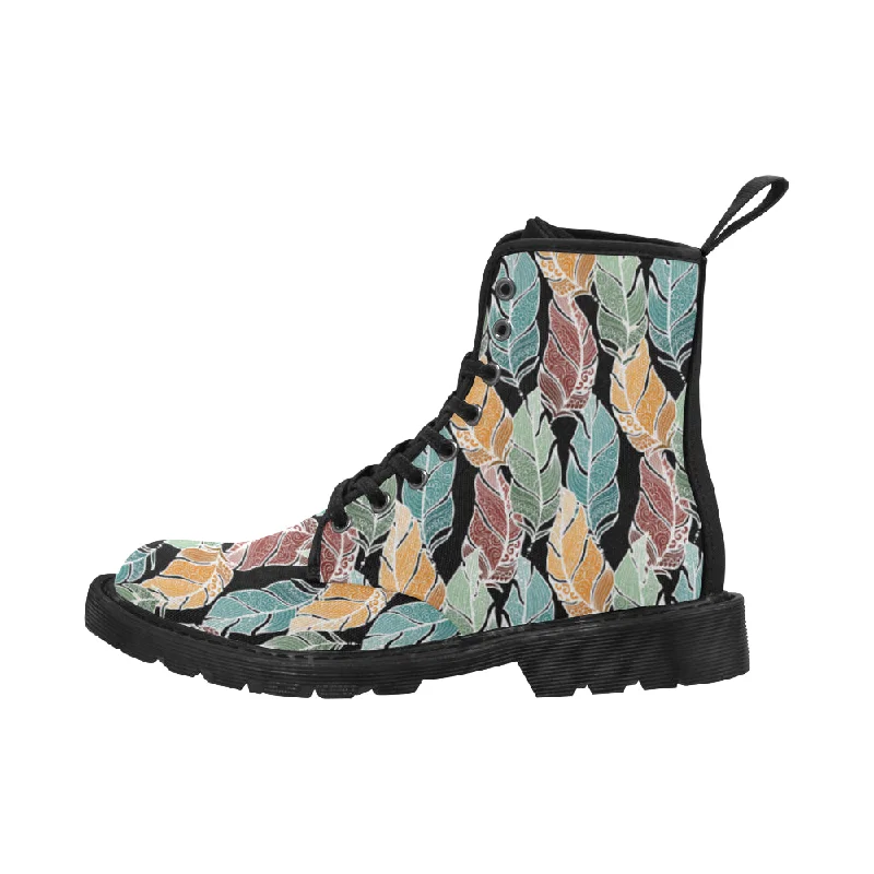 Women's Breezy Feathers Tribal Print Canvas Boots