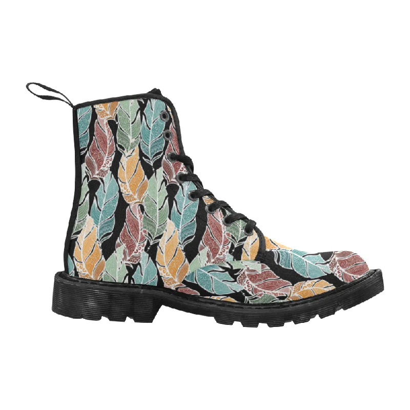 Women's Breezy Feathers Tribal Print Canvas Boots