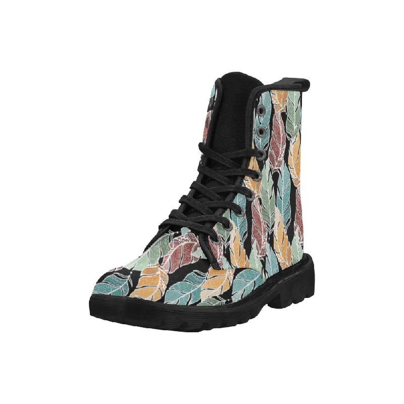 Women's Breezy Feathers Tribal Print Canvas Boots