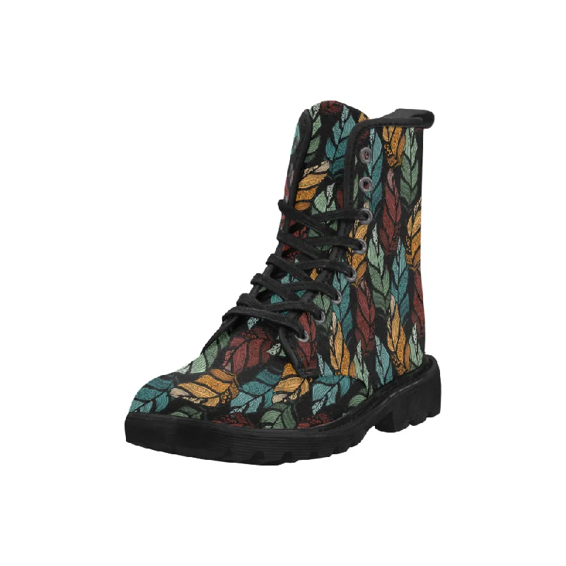 Women's Breezy Feathers Tribal Print Canvas Boots