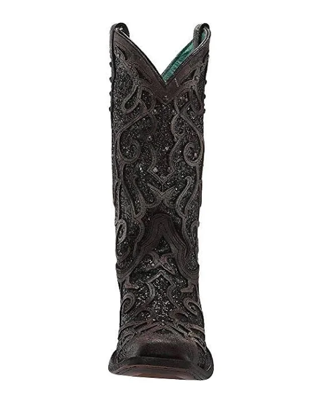 Women's Glitter Inlay Square-Toe Boots