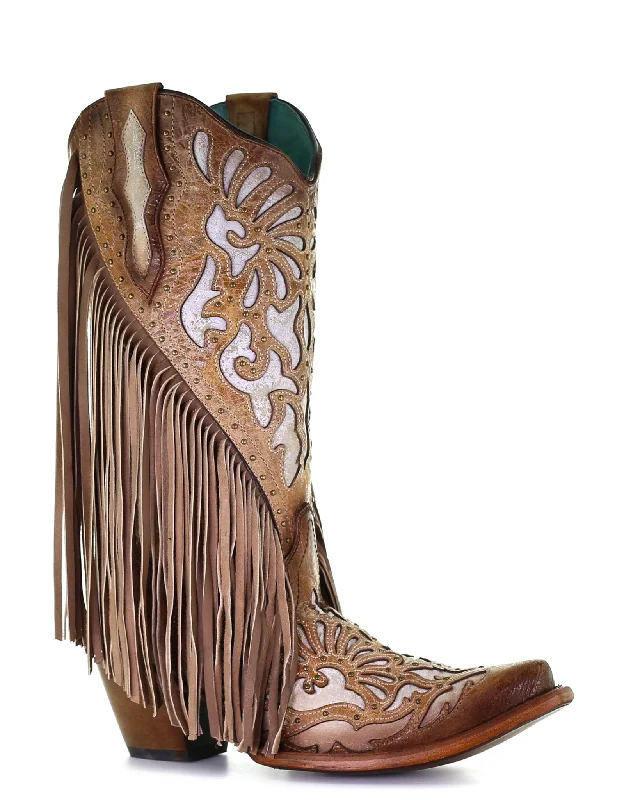 Women's Inlay Fringe Western Boots