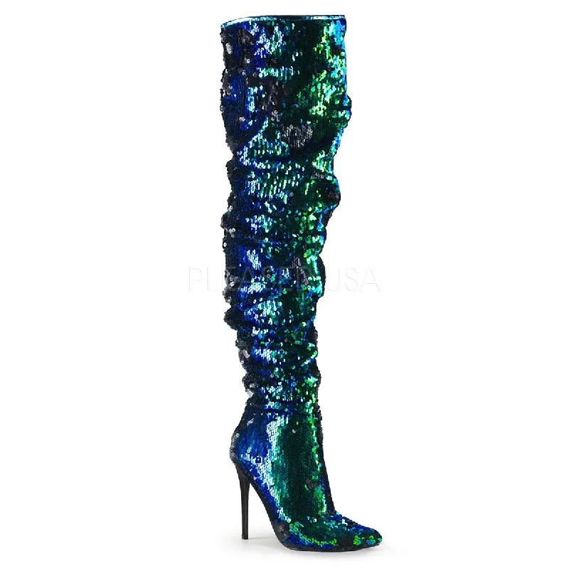 5"" Heel Ruched Sequins Knee Boot (COURTLY-3011)