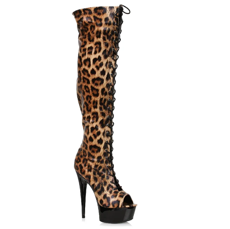 6"" Peeptoe Thigh High Boot with Laces and Side Zipper (ES609-ZOELLE)