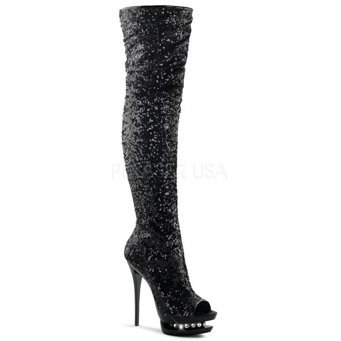 6"" Sequined Open Toe Thigh High Boot (BLONDIE-R-3011)