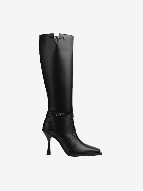 Alicia Women's Vegan Apple Leather Knee Boots | Black