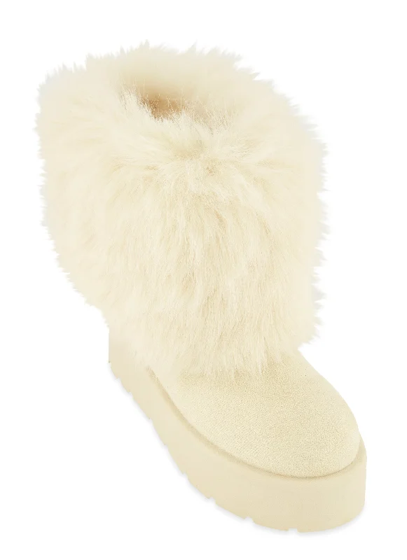 Faux Fur Platform Booties