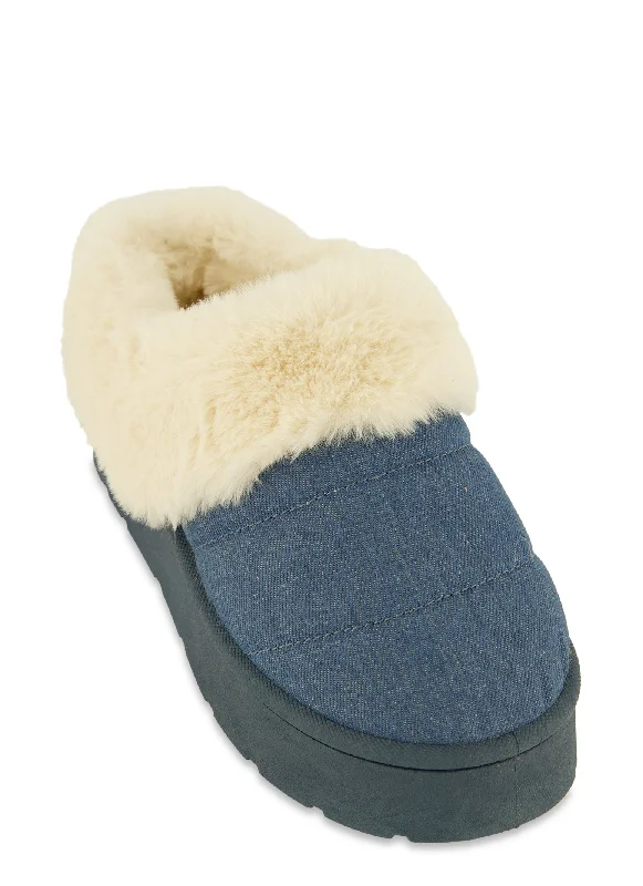 Faux Fur Lined Platform Clogs