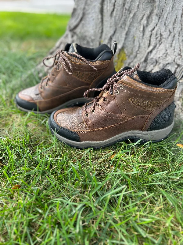 Ariat Women's All Terrain Leather Tooled Eco Boot- Distressed Brown