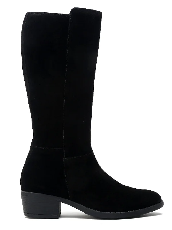 Teakwood Leather Women Black Suede Long Boots