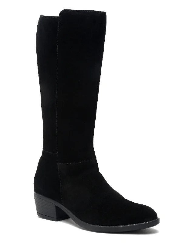 Teakwood Leather Women Black Suede Long Boots