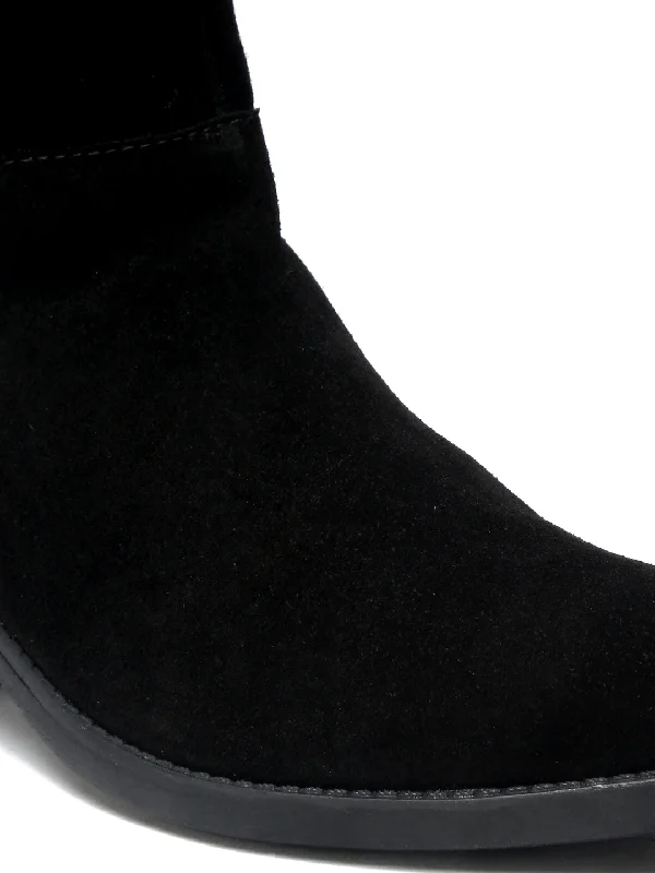 Teakwood Leather Women Black Suede Long Boots