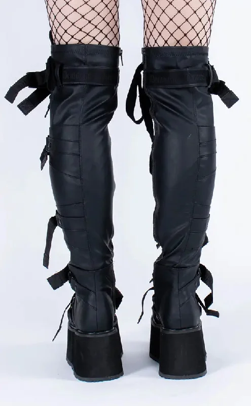 DAMNED-325 Black Vegan Leather Over-The-Knee Boots