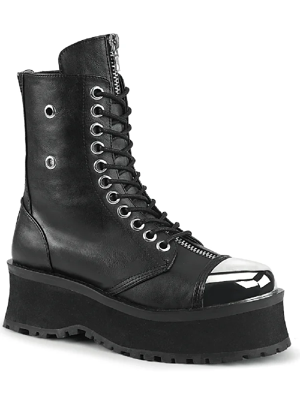 DEMONIA Chrome Cap Toe Lace-Up Platform Gothic Boots