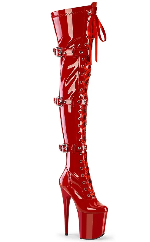 FLAMINGO-3028 Red Patent Thigh High Boots