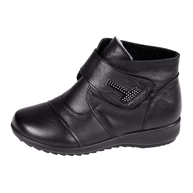 Genuine Leather Women Cotton Boots Keep Warm Casual Ankle Boots