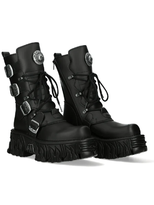 NEW ROCK Gothic Platform Boots with Buckles and Lace-up