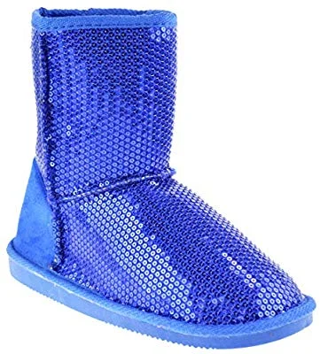 Pom-016KM Girls Sequin Slip On Shearling Boots