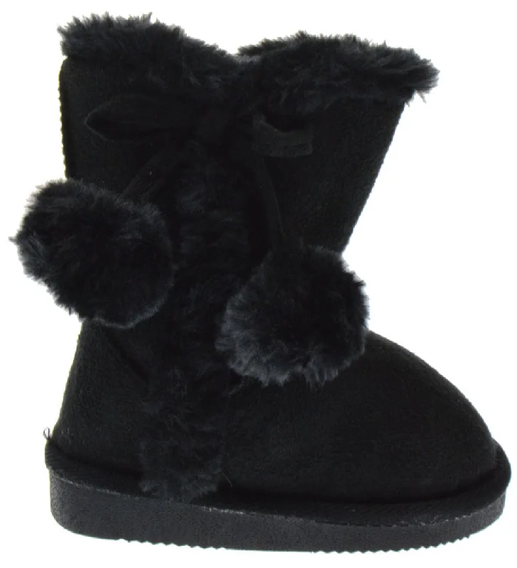 Pom 01KM Girl's Shearling Pom Pom Boots