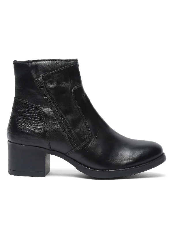 Teakwood Genuine Leather Black Women's Boots