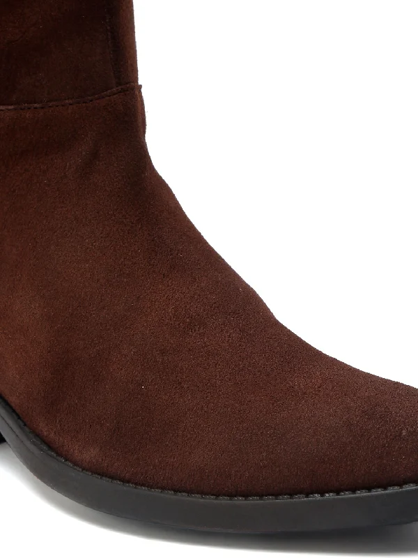 Teakwood Leather Women Brown Suede Long Boots