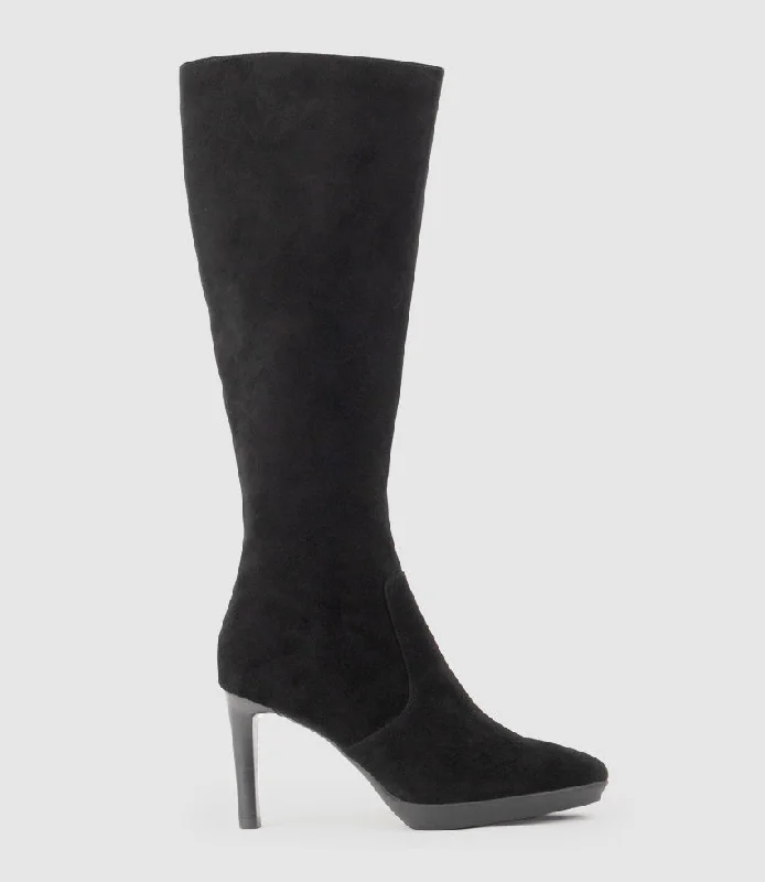 VESPIA85 Platform Knee High Boot in Black Suede