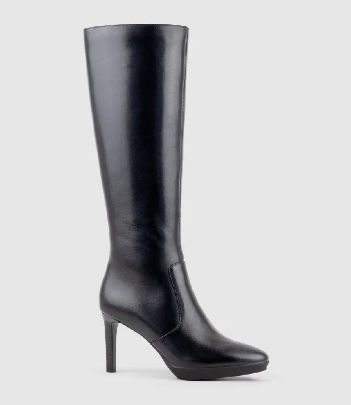 VESPIA85 Platform Knee High Boot in Black